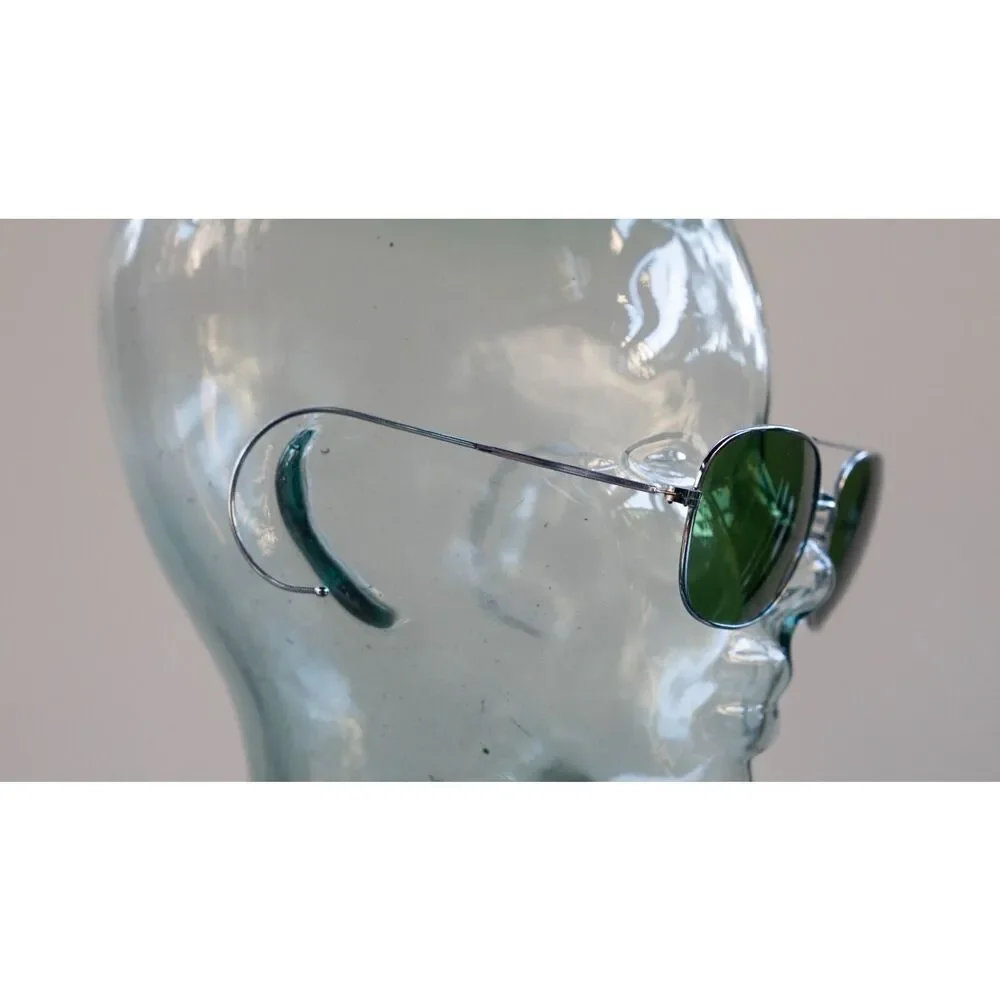 Vintage USAF United States Air Force Aviator Sunglasses Silver‎ Wrap Around Rare